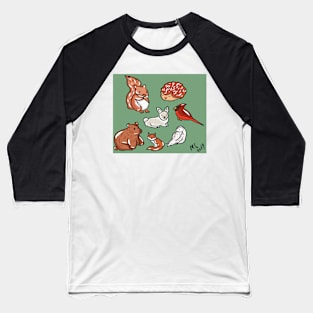 Winter Animals sticker pack green background Baseball T-Shirt